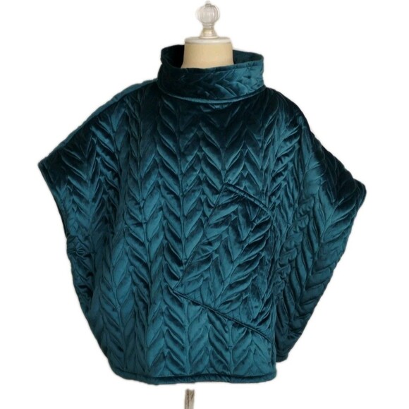 World Market Cecil Teal Funnel Neck Lounge Poncho With Pockets Women’s S/M - Picture 1 of 16